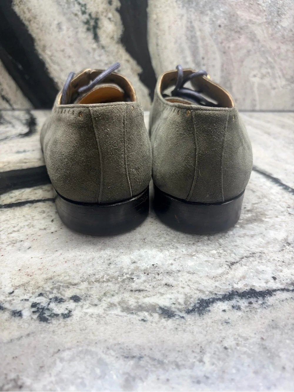 Fratelli Italy Charcoal Gray Suede Gold Stud Derby Shoes Men’s 9.5
